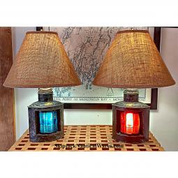 Pair of Matching Nautical Table Lamps:  Port & Starboard Navigation Lights With Triplex Lense